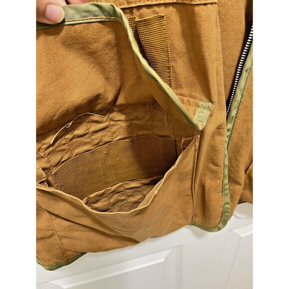 Vintage SafTBak Canvas Hunting Vest Mens XL Brown Green Made in USA Game Bag - Picture 4 of 9